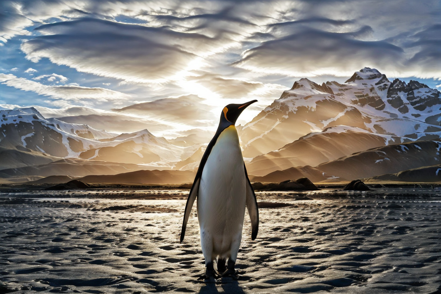 62501452-1413111507-_lora_animals-HXZ_0.7_polar animals, animals, no humans, bird, scenery, outdoors, cloud, sky, mountain,penguin.png